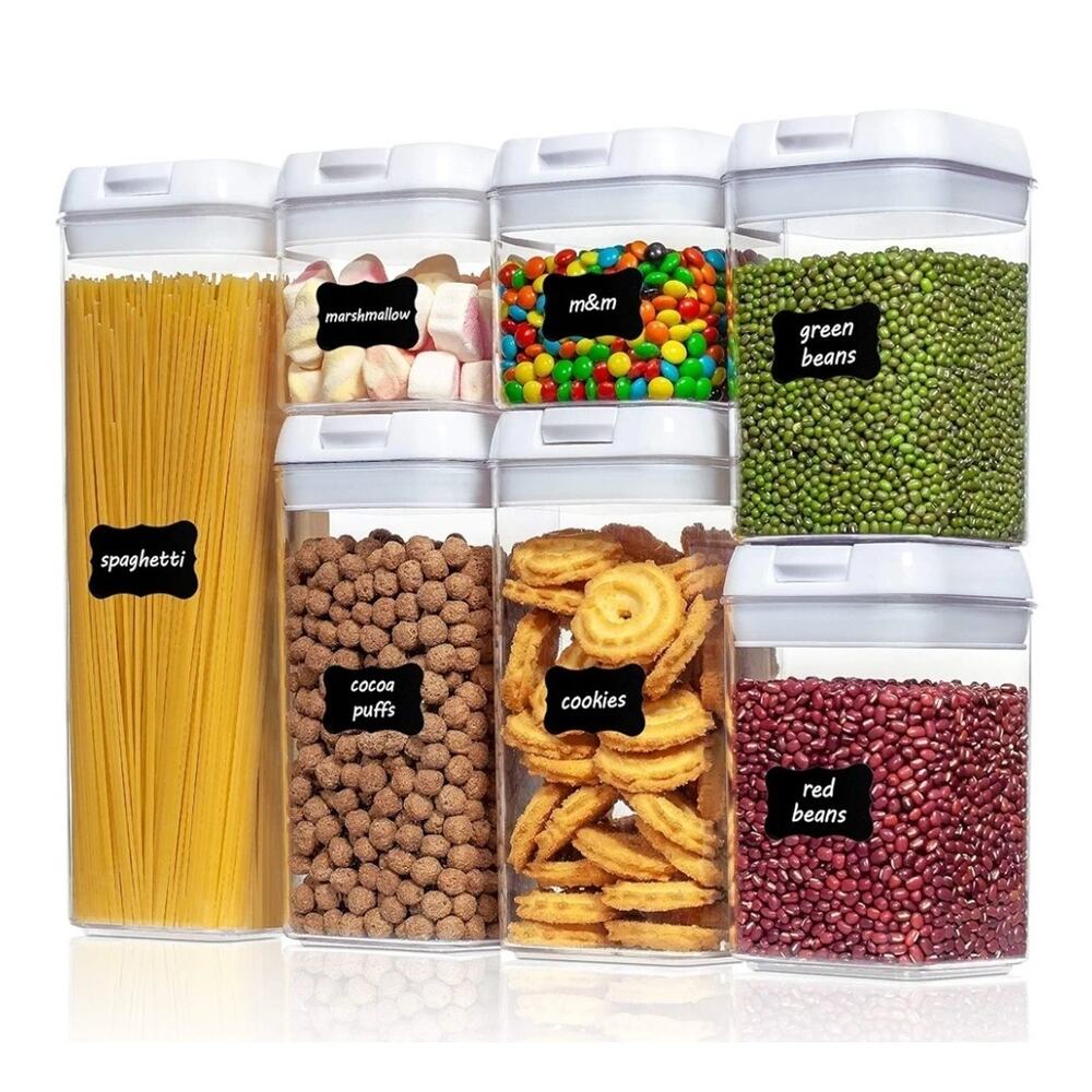 Airtight Food Storage Containers, 7 PC Set, BPA Free, Plastic Cereal Organizer